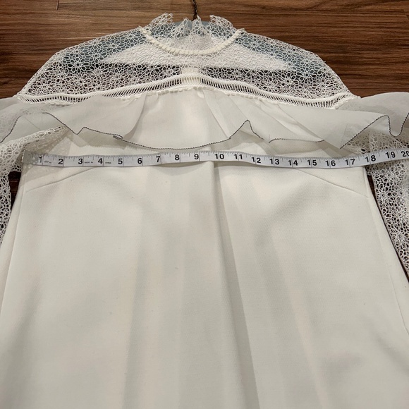 SELF PORTRAIT Military Cape Shoulder White Floral Lace Ruffle Dress Size 6 UK 10 - Picture 9 of 12